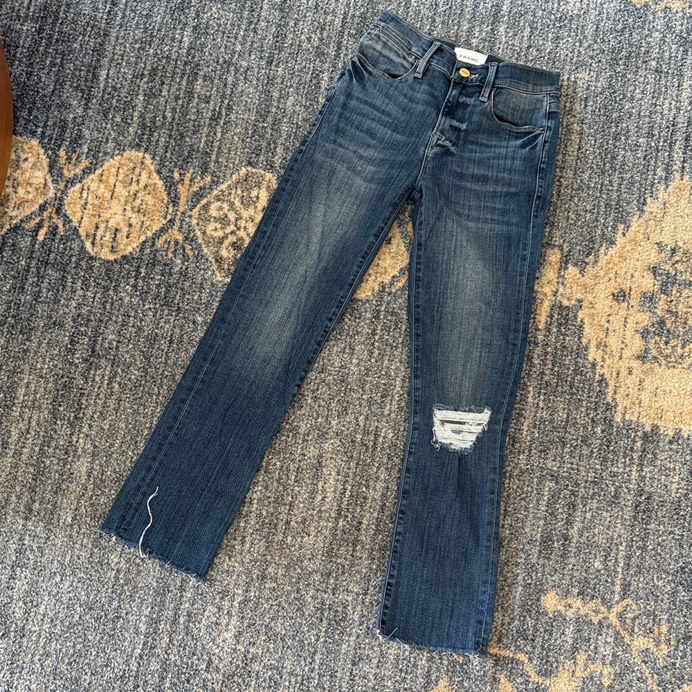 Frame Denim Le High Straight Distressed Jeans